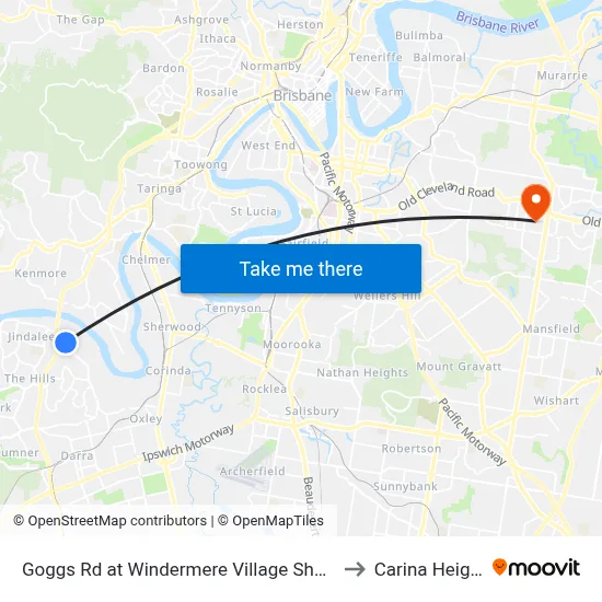 Goggs Rd at Windermere Village Shopping to Carina Heights map