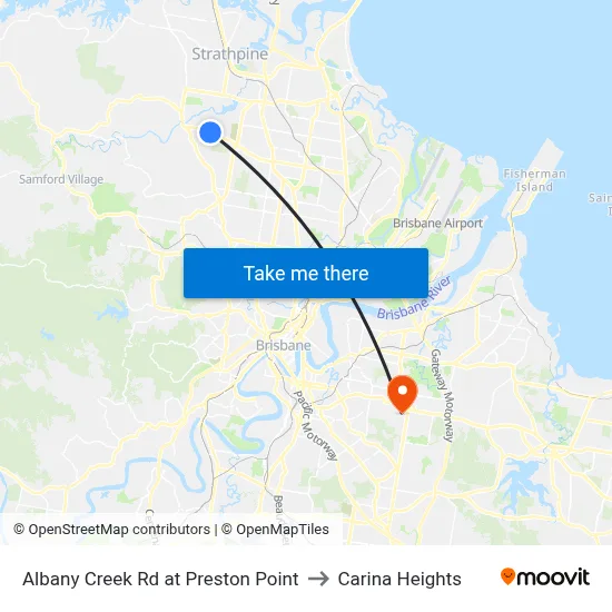 Albany Creek Rd at Preston Point to Carina Heights map
