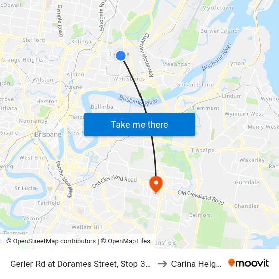 Gerler Rd at Dorames Street, Stop 37/36 to Carina Heights map