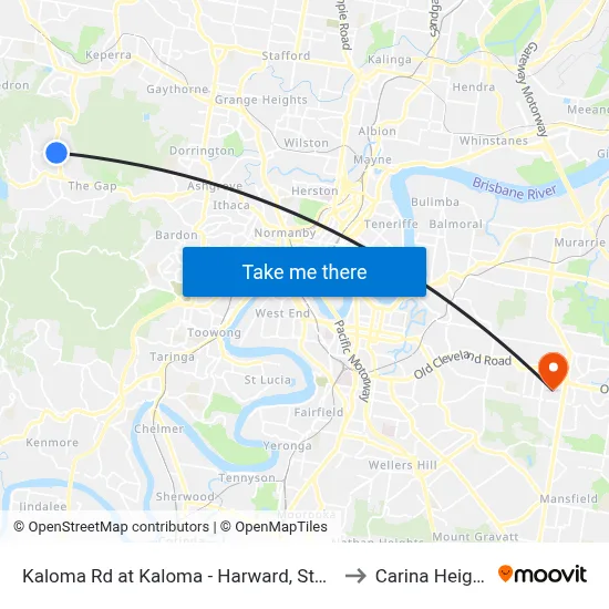 Kaloma Rd at Kaloma - Harward, Stop 38 to Carina Heights map
