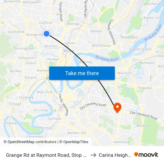 Grange Rd at Raymont Road, Stop 27 to Carina Heights map