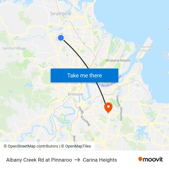 Albany Creek Rd at Pinnaroo to Carina Heights map