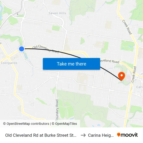 Old Cleveland Rd at Burke Street Stop 25 to Carina Heights map