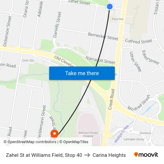 Zahel St at Williams Field, Stop 40 to Carina Heights map