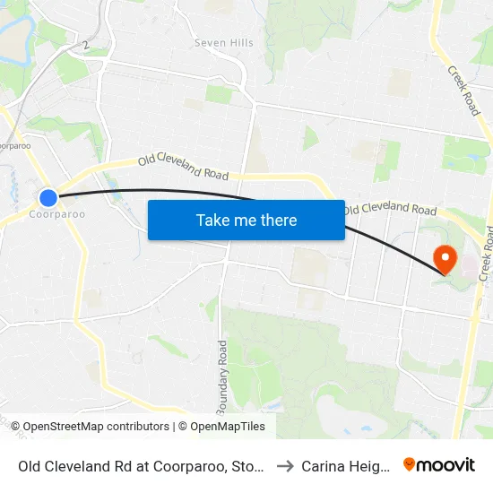 Old Cleveland Rd at Coorparoo, Stop 23 to Carina Heights map