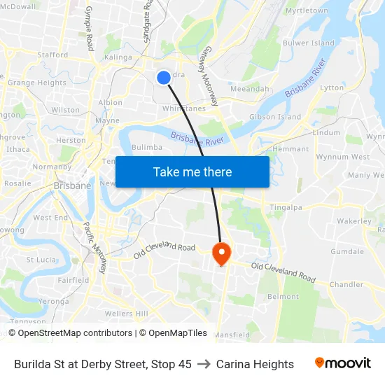 Burilda St at Derby Street, Stop 45 to Carina Heights map