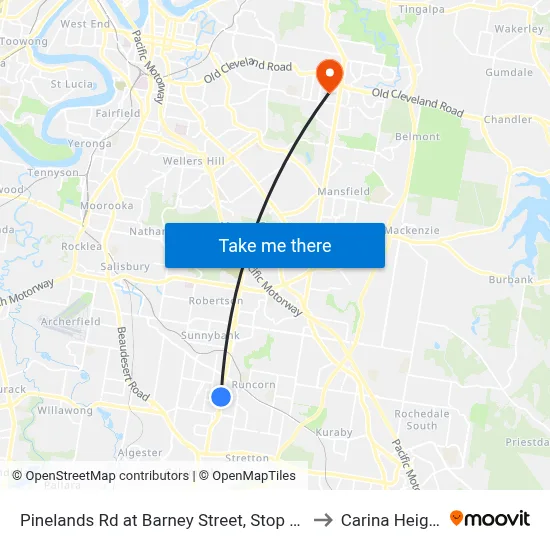 Pinelands Rd at Barney Street, Stop 70/71 to Carina Heights map