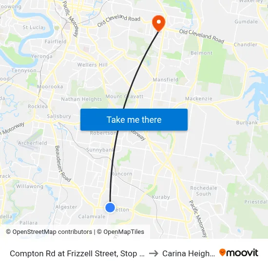 Compton Rd at Frizzell Street, Stop 85 to Carina Heights map