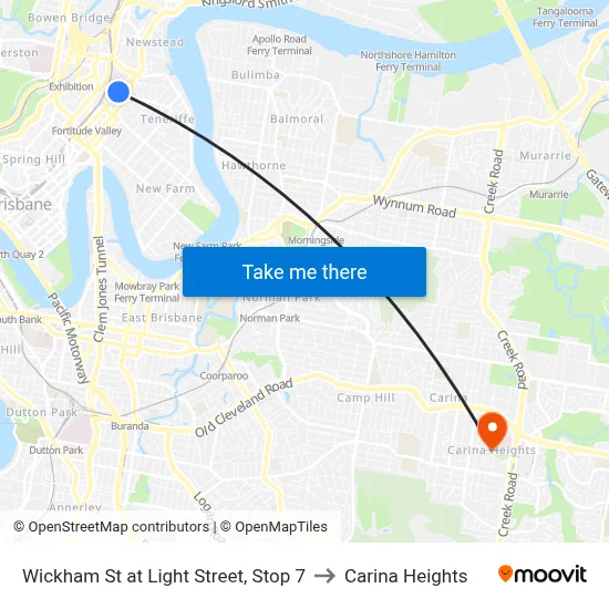Wickham St at Light Street, Stop 7 to Carina Heights map