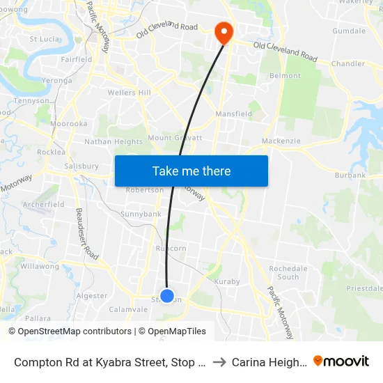 Compton Rd at Kyabra Street, Stop 86 to Carina Heights map