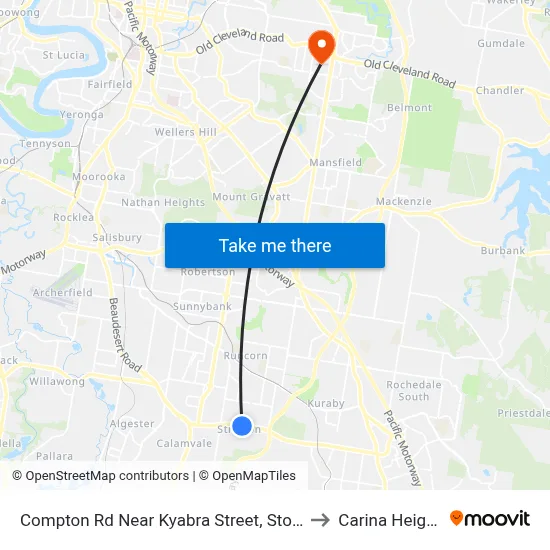 Compton Rd Near Kyabra Street, Stop 86 to Carina Heights map
