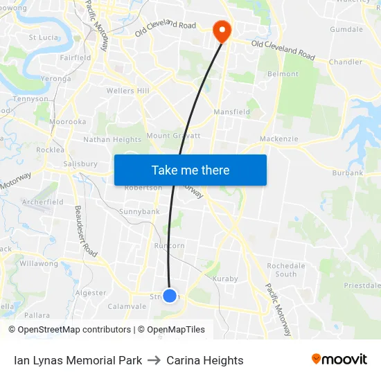 Ian Lynas Memorial Park to Carina Heights map