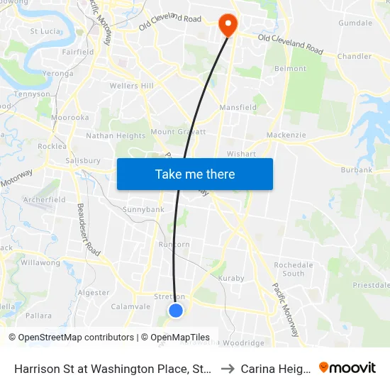 Harrison St at Washington Place, Stop 90 to Carina Heights map