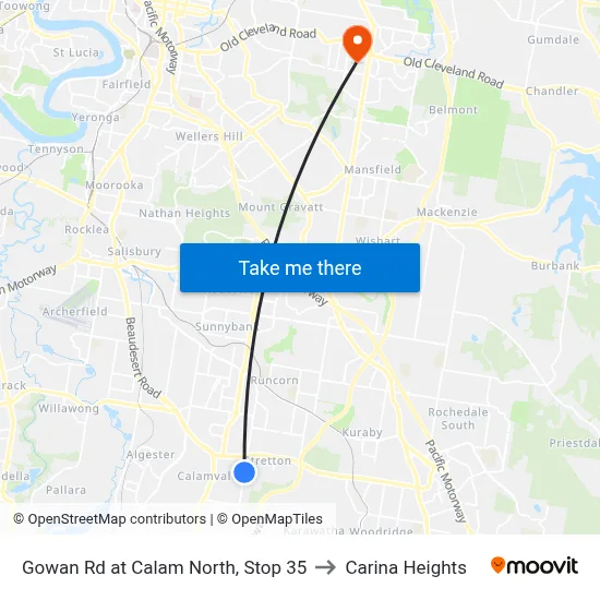 Gowan Rd at Calam North, Stop 35 to Carina Heights map