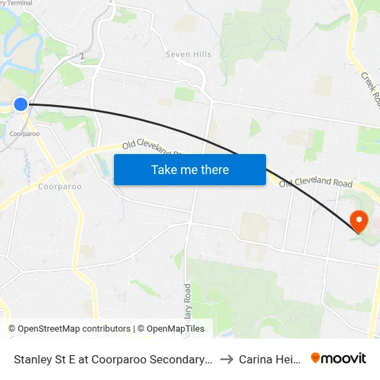 Stanley St E at Coorparoo Secondary College to Carina Heights map