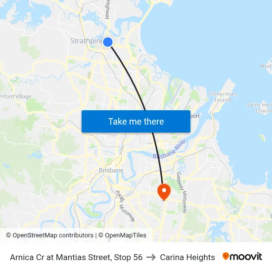 Arnica Cr at Mantias Street, Stop 56 to Carina Heights map