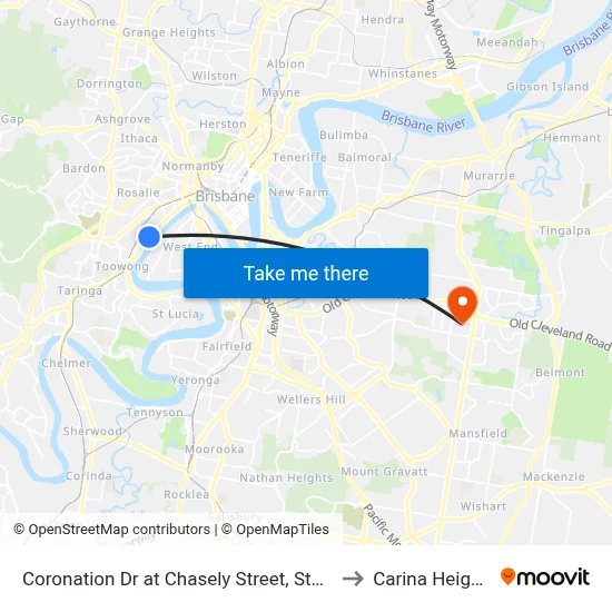 Coronation Dr at Chasely Street, Stop 8 to Carina Heights map