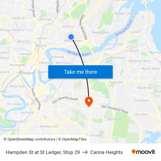 Hampden St at St Ledger, Stop 29 to Carina Heights map