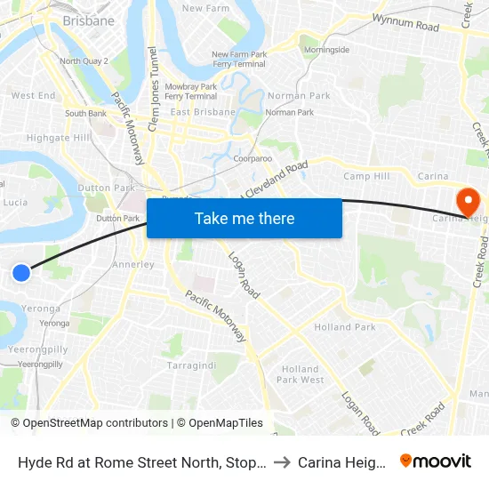 Hyde Rd at Rome Street North, Stop 27 to Carina Heights map