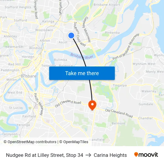 Nudgee Rd at Lilley Street, Stop 34 to Carina Heights map