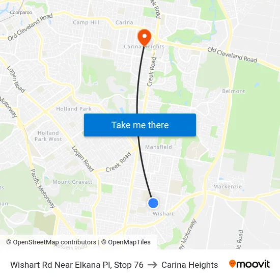 Wishart Rd Near Elkana Pl, Stop 76 to Carina Heights map
