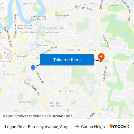 Logan Rd at Bardsley Avenue, Stop 20 to Carina Heights map