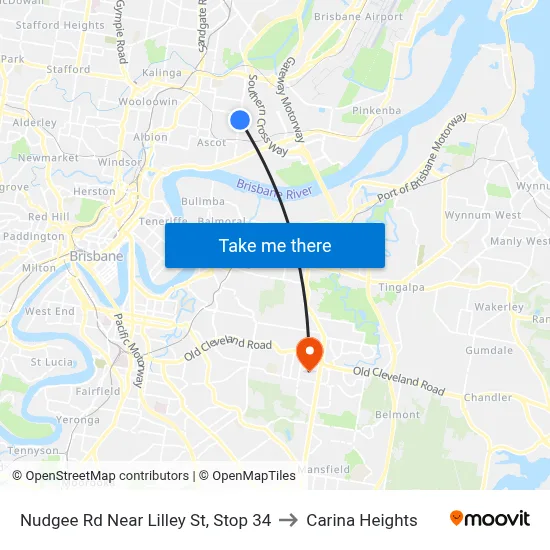 Nudgee Rd Near Lilley St, Stop 34 to Carina Heights map