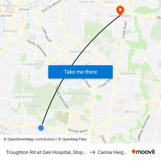 Troughton Rd at Qeii Hospital, Stop 37 to Carina Heights map
