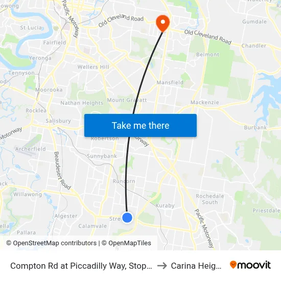 Compton Rd at Piccadilly Way, Stop 28 to Carina Heights map
