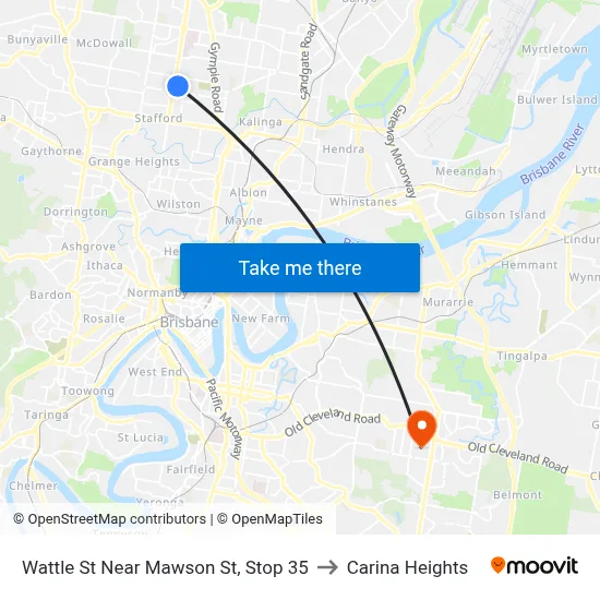 Wattle St Near Mawson St, Stop 35 to Carina Heights map