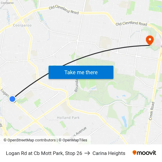Logan Rd at Cb Mott Park, Stop 26 to Carina Heights map