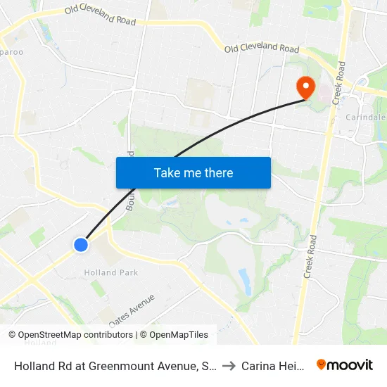 Holland Rd at Greenmount Avenue, Stop 45 to Carina Heights map