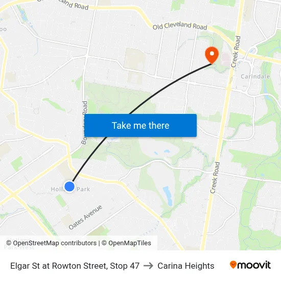 Elgar St at Rowton Street, Stop 47 to Carina Heights map