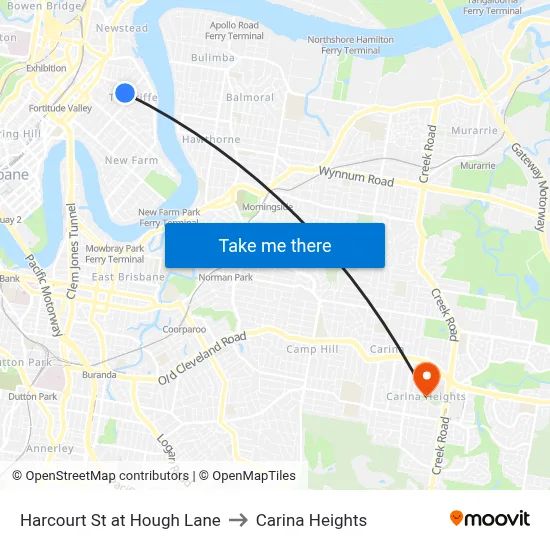 Harcourt St at Hough Lane to Carina Heights map