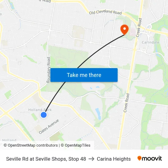 Seville Rd at Seville Shops, Stop 48 to Carina Heights map