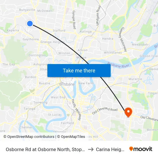 Osborne Rd at Osborne North, Stop 51 to Carina Heights map