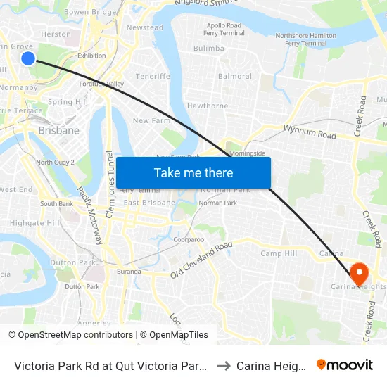 Victoria Park Rd at Qut Victoria Park Rd to Carina Heights map