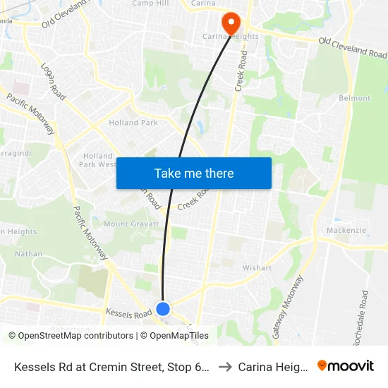 Kessels Rd at Cremin Street, Stop 60/45 to Carina Heights map
