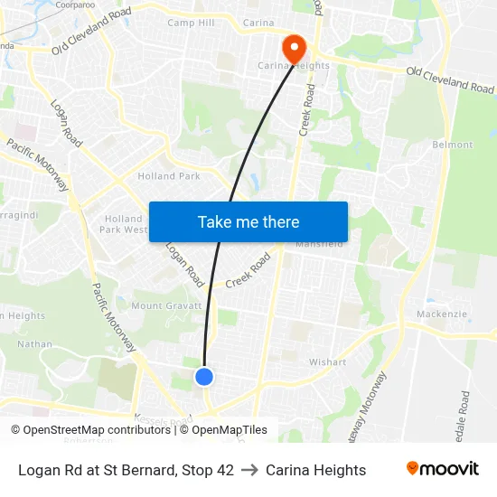 Logan Rd at St Bernard, Stop 42 to Carina Heights map