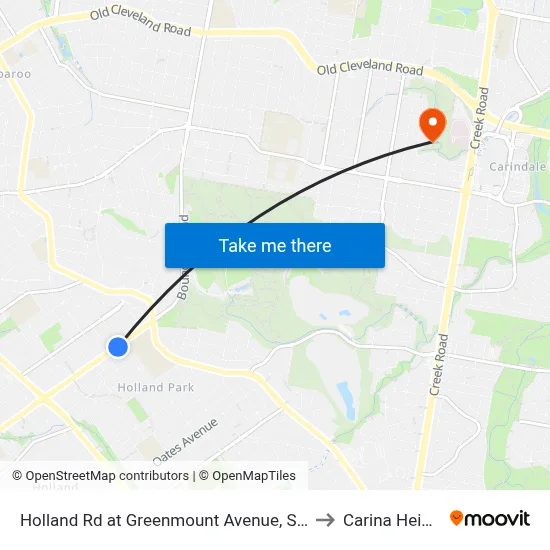 Holland Rd at Greenmount Avenue, Stop 45 to Carina Heights map