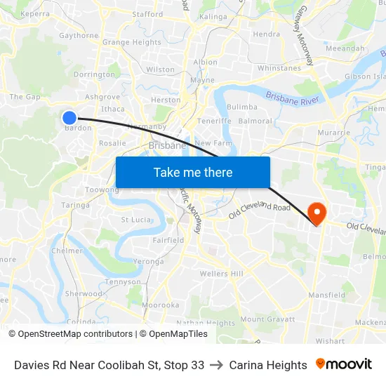 Davies Rd Near Coolibah St, Stop 33 to Carina Heights map