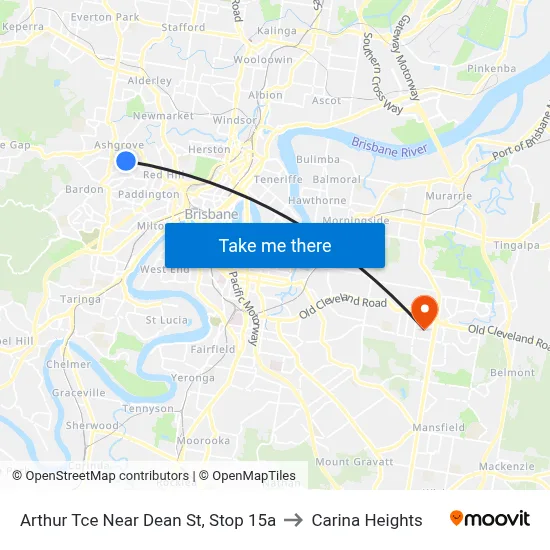 Arthur Tce Near Dean St, Stop 15a to Carina Heights map