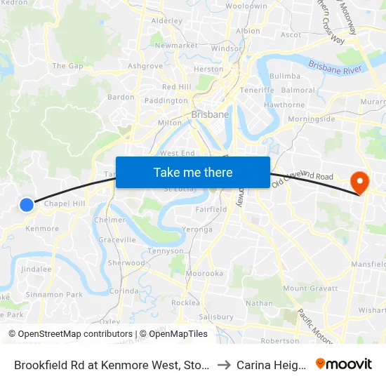 Brookfield Rd at Kenmore West, Stop 37 to Carina Heights map