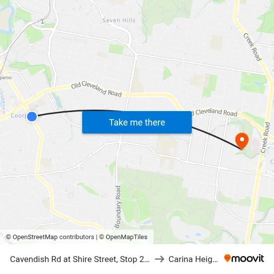 Cavendish Rd at Shire Street, Stop 27/28 to Carina Heights map