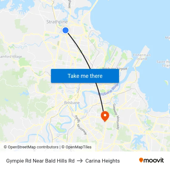 Gympie Rd Near Bald Hills Rd to Carina Heights map