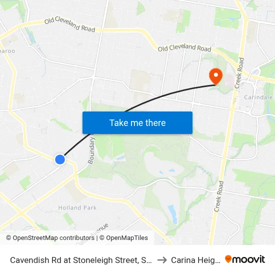 Cavendish Rd at Stoneleigh Street, Stop 38 to Carina Heights map