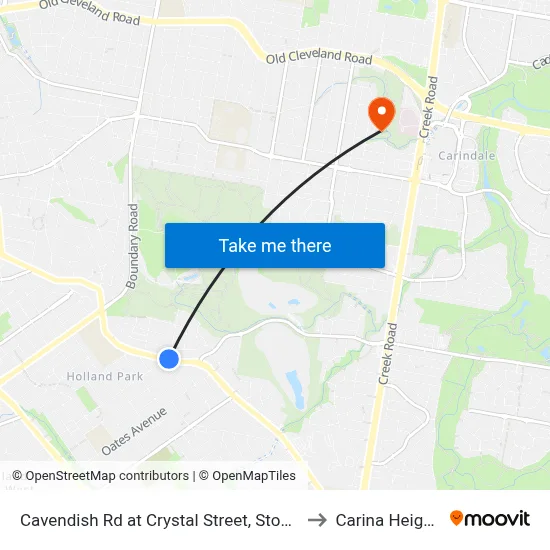 Cavendish Rd at Crystal Street, Stop 50 to Carina Heights map
