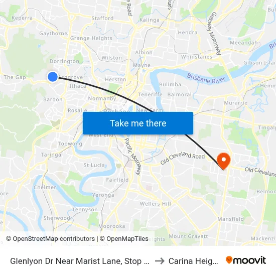 Glenlyon Dr Near Marist Lane, Stop 39c to Carina Heights map