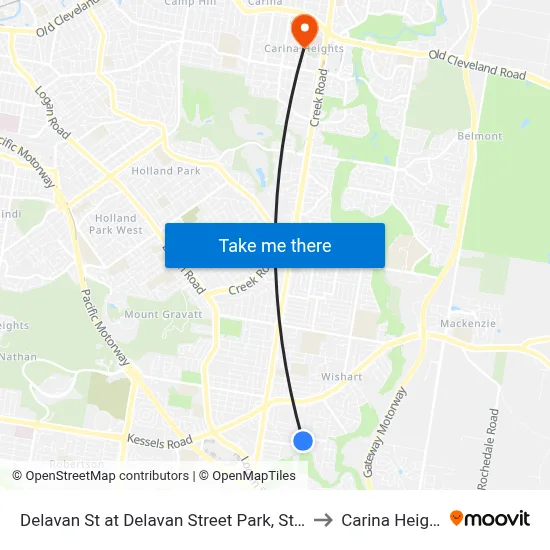 Delavan St at Delavan Street Park, Stop 85 to Carina Heights map