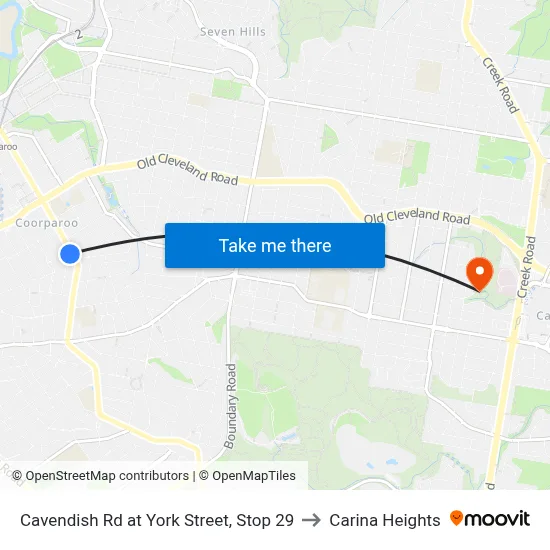 Cavendish Rd at York Street, Stop 29 to Carina Heights map